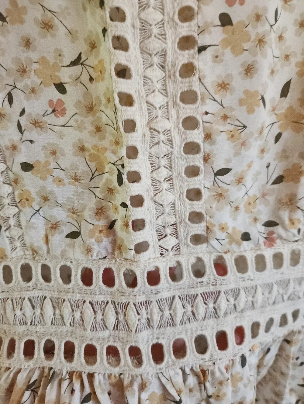 Ranna Gill Short Sleeve Blouse Floral Peplum Top Cream Modal Floral Small - Picture 4 of 12